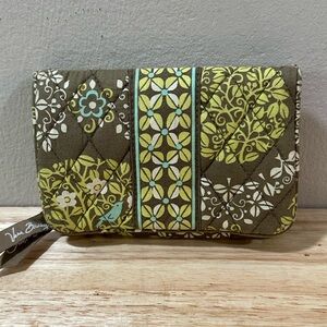 Vera Bradley Floral Quilted Clutch in Green and Brown